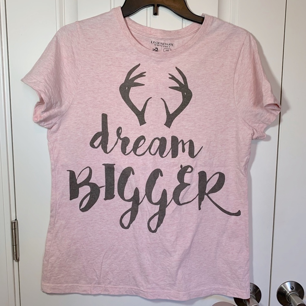 Legendary Whitetails Pink Antler T-shirt Dream Bigger Size Large